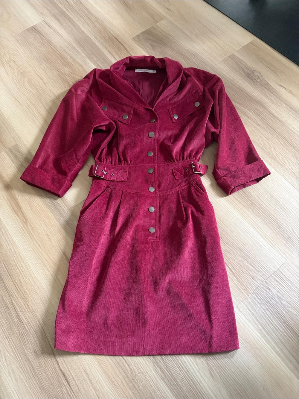 Rebecca Minkoff Deep Red Button-Front Midi Dress